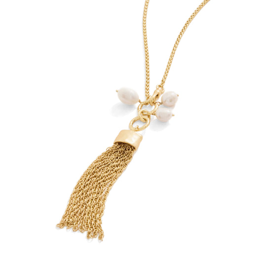 Spartina Tassel Convertible Lariat Necklace - Pearl