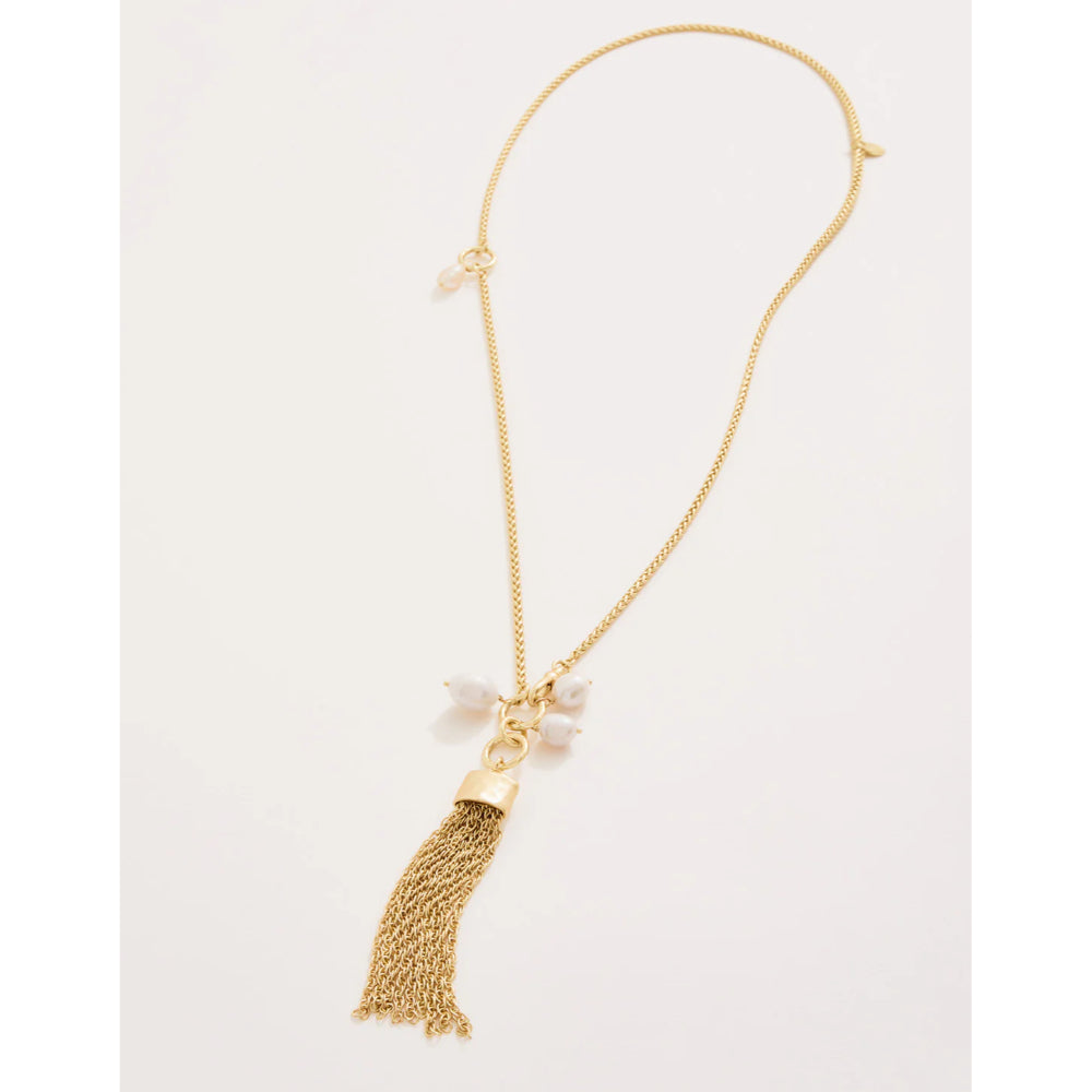Spartina Tassel Convertible Lariat Necklace - Pearl