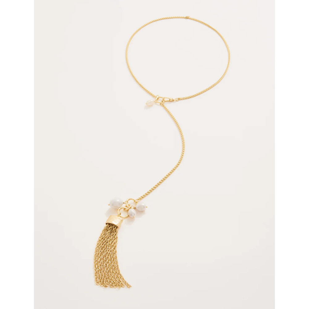 Spartina Tassel Convertible Lariat Necklace - Pearl