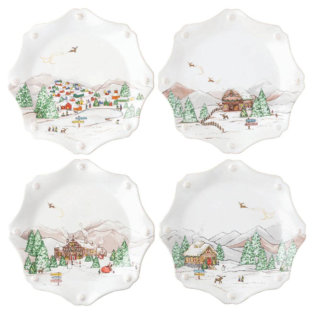Juliska Berry & Thread Dessert/Salas Plate North Pole-Set of 4