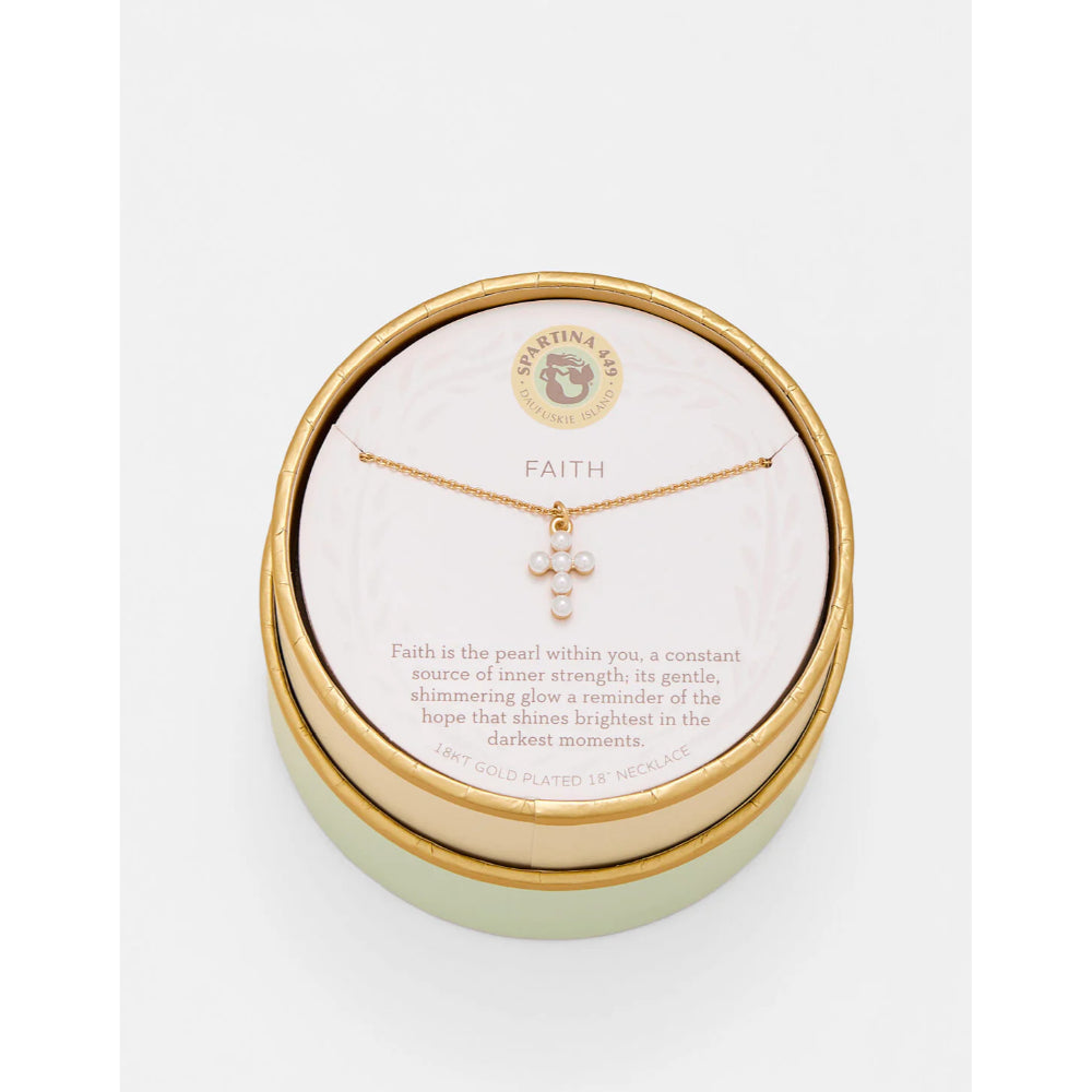 Spartina Sea La Vie Necklace 18" - Faith/Pearl Cross