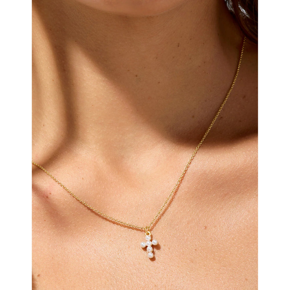 Spartina Sea La Vie Necklace 18" - Faith/Pearl Cross