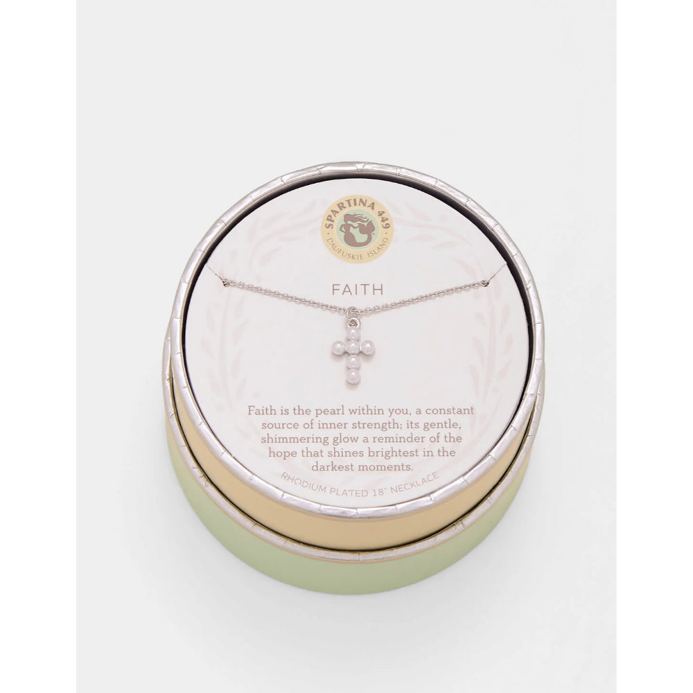 Spartina Sea La Vie Necklace 18" - Faith/Pearl Cross