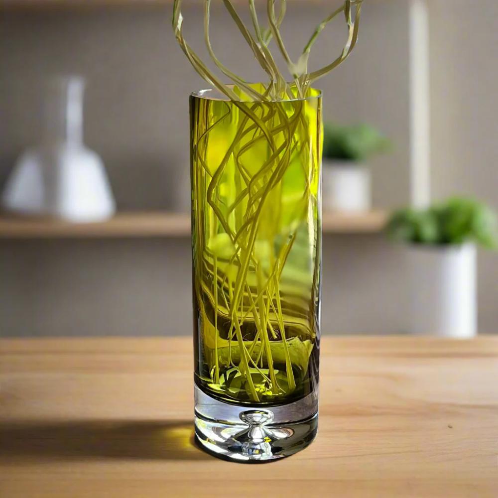 Badash Olive Green Cylinder 10"Vase