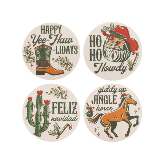 Karma Cowboy Christmas Paper Coasters (Pack of 4)