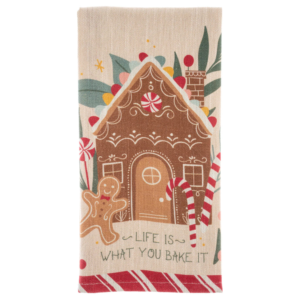 Karma Holiday Gingerbread Tea Towel With Cutting Board Set