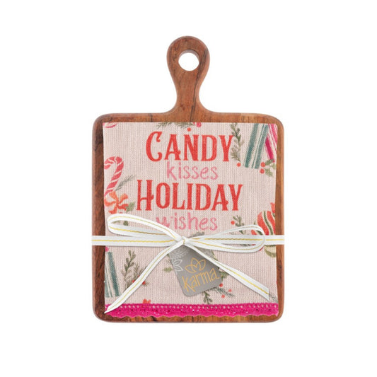 Karma Holiday Sweets Tea Towel With Cutting Board Set