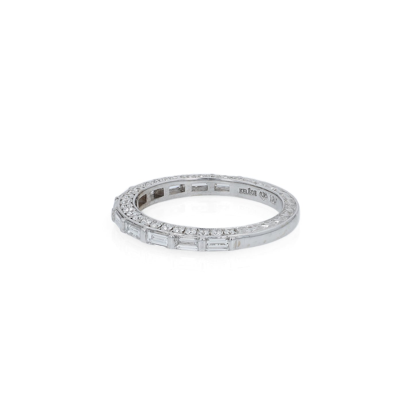 Jack Kelége 18k Baguette and Round Diamond Halfway Band