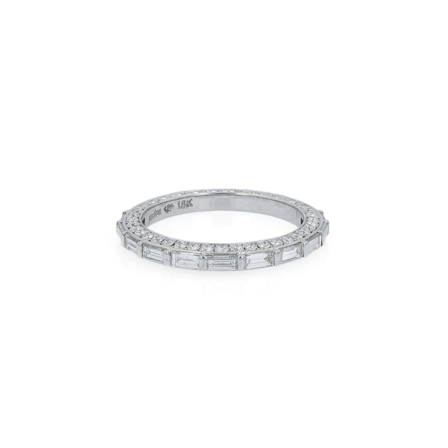 Jack Kelége 18k Baguette and Round Diamond Halfway Band