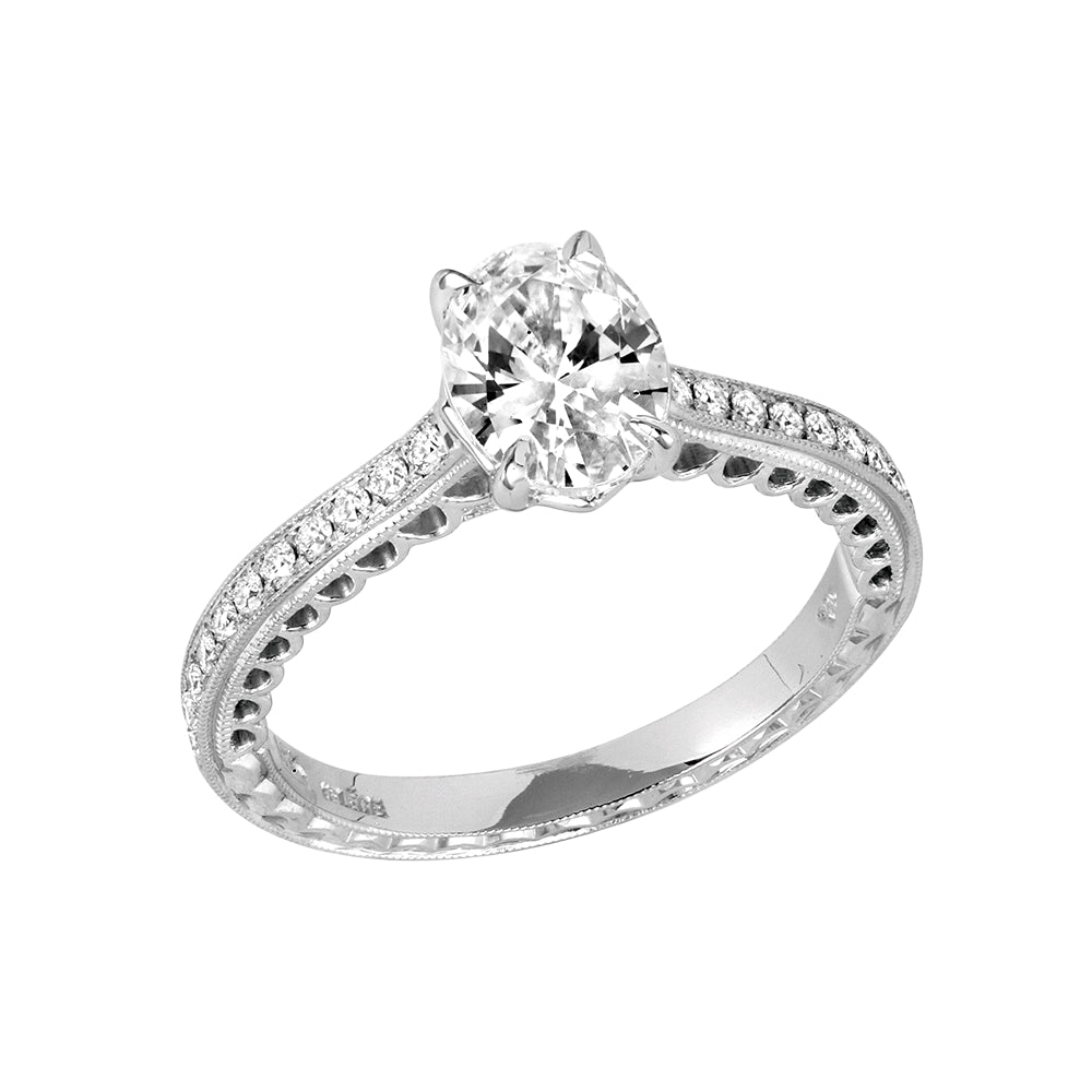 Jack Kelége 18k Pave Diamond Shank Engagement Ring