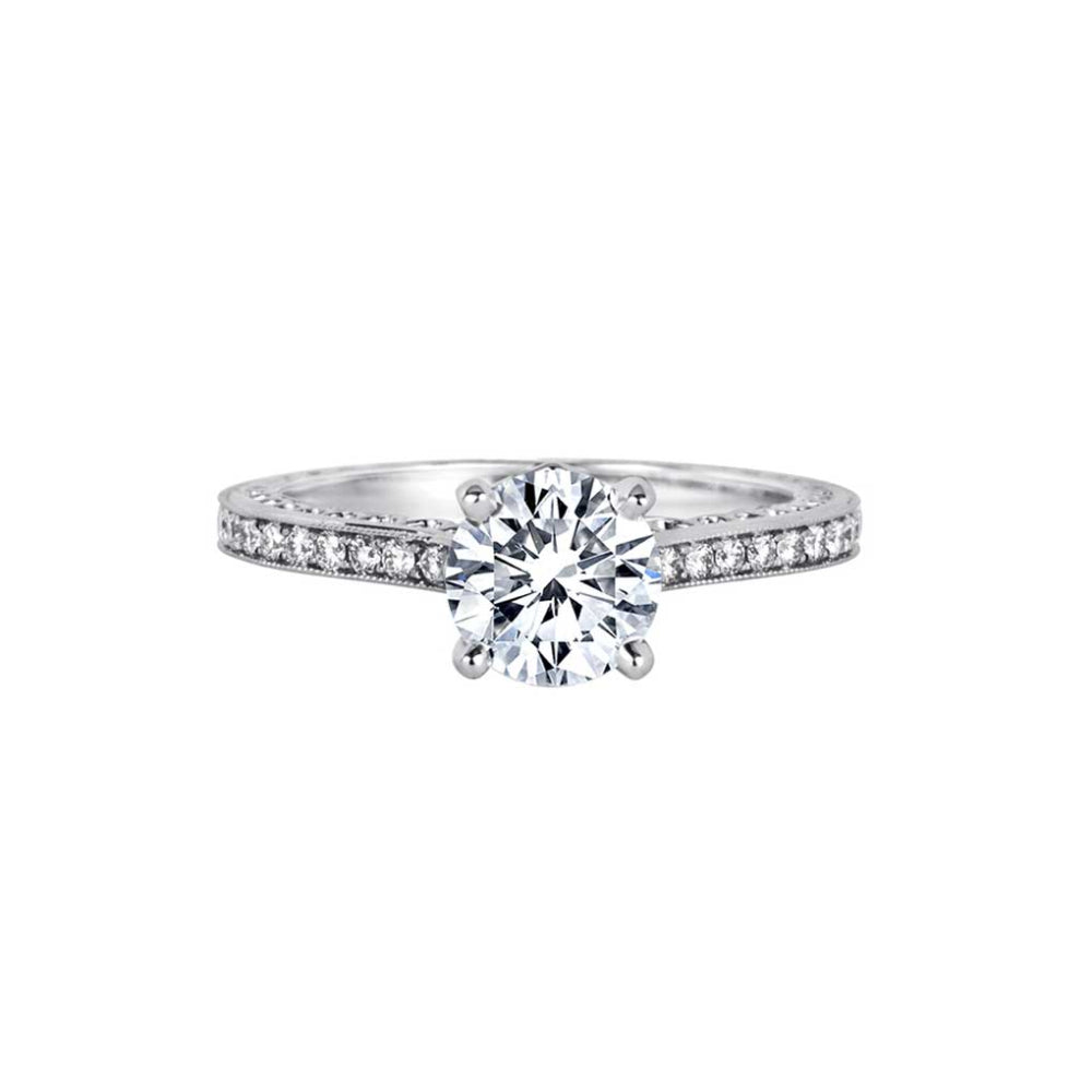 Jack Kelége 18k Pave Diamond Shank Engagement Ring