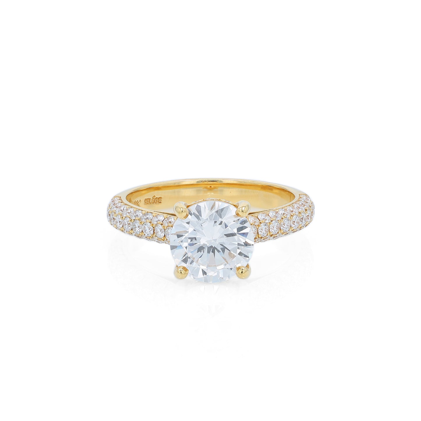 Jack Kelége 18k Triple Row Pave Diamond Shank Engagement Ring