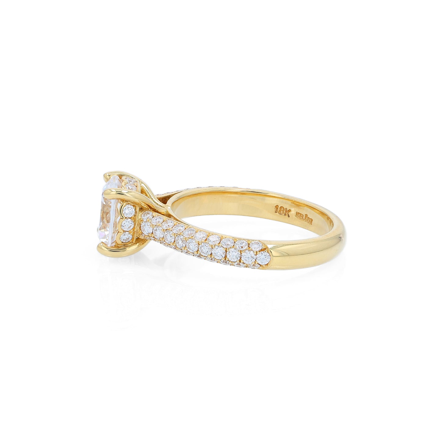 Jack Kelége 18k Triple Row Pave Diamond Shank Engagement Ring