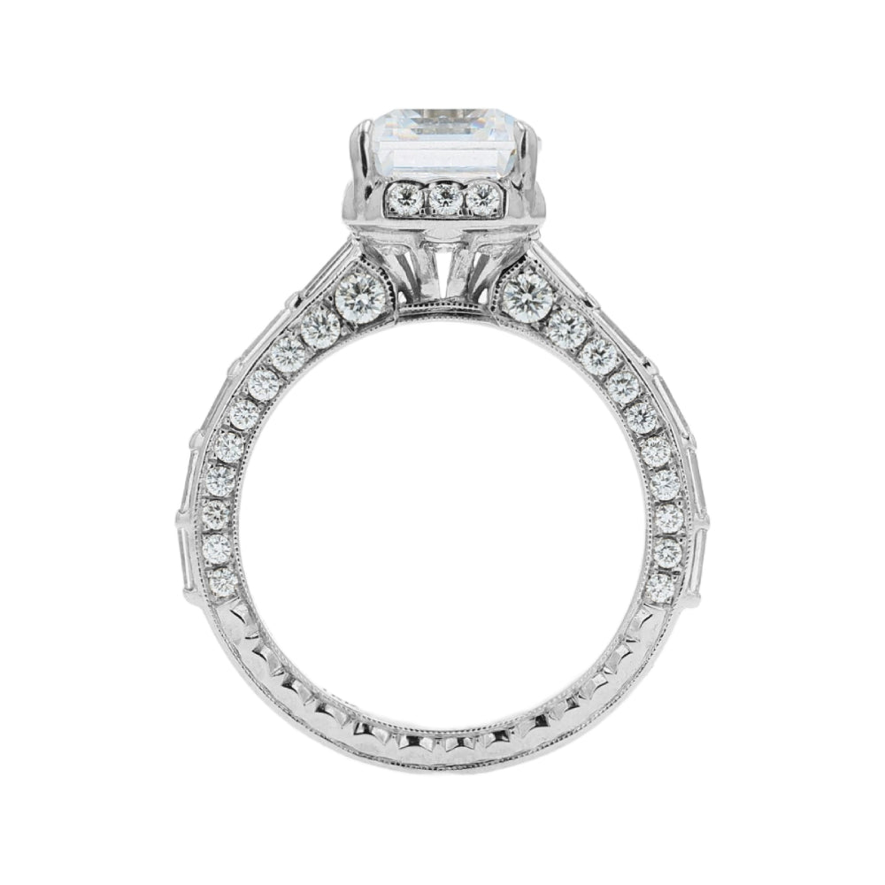 Jack Kelége 18k Gold Emerald Cut Diamond Halfway Engagement Ring