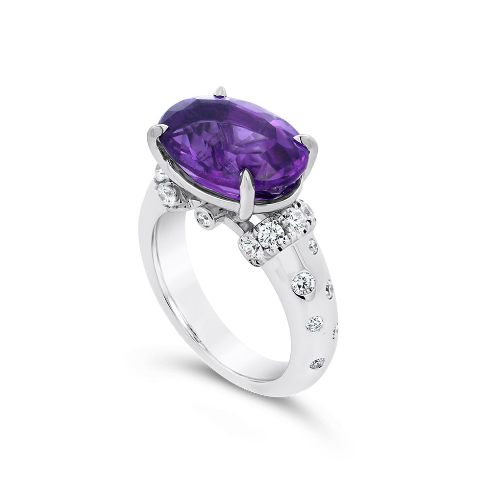 Jack Kelége 18k Oval Amethyst and Diamond Ring