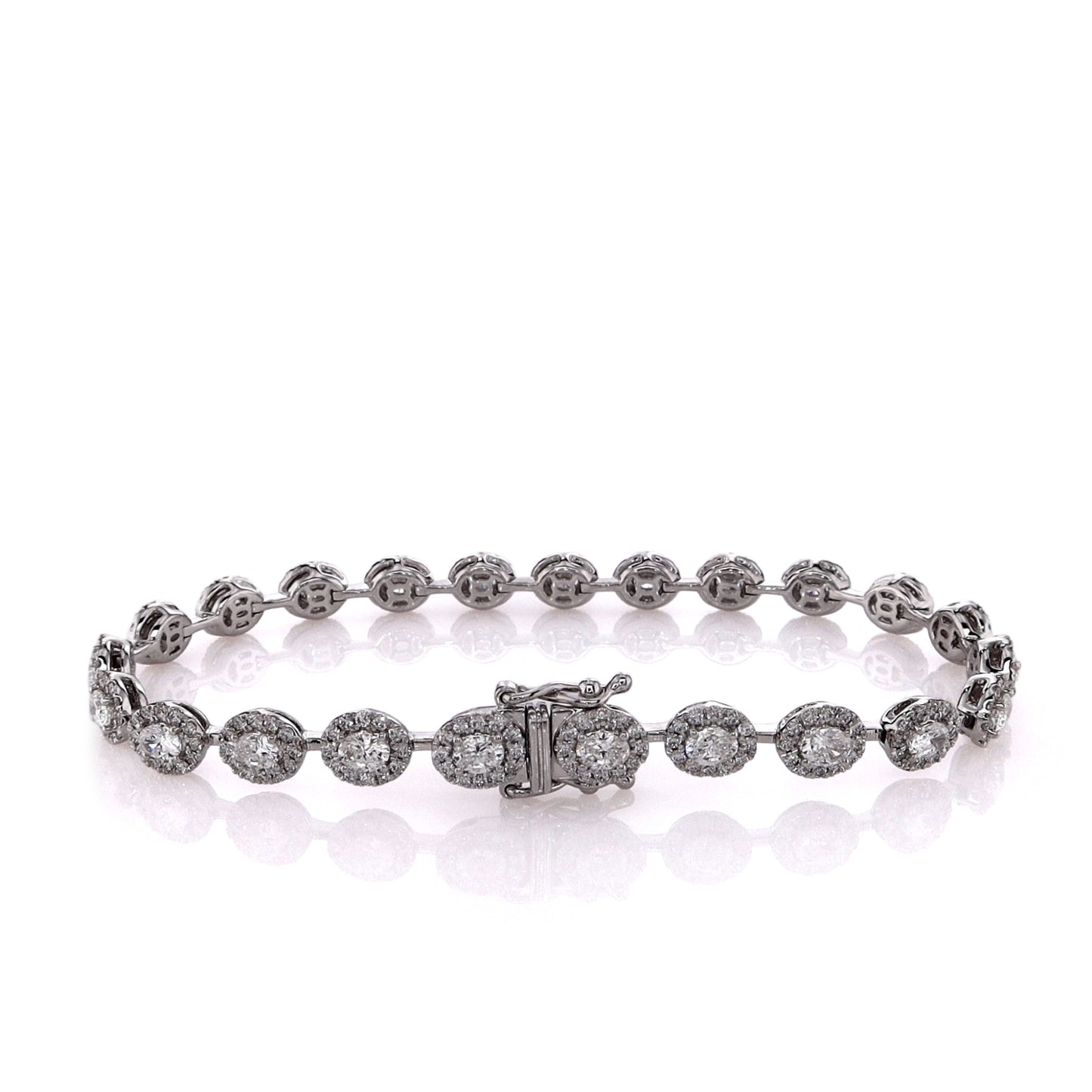 14k White Gold 7" Diamond Halo Bracelet
