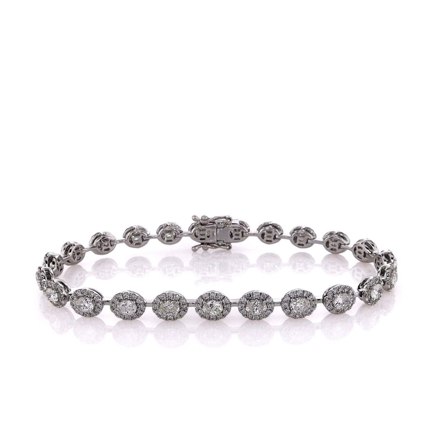 14k White Gold 7" Diamond Halo Bracelet