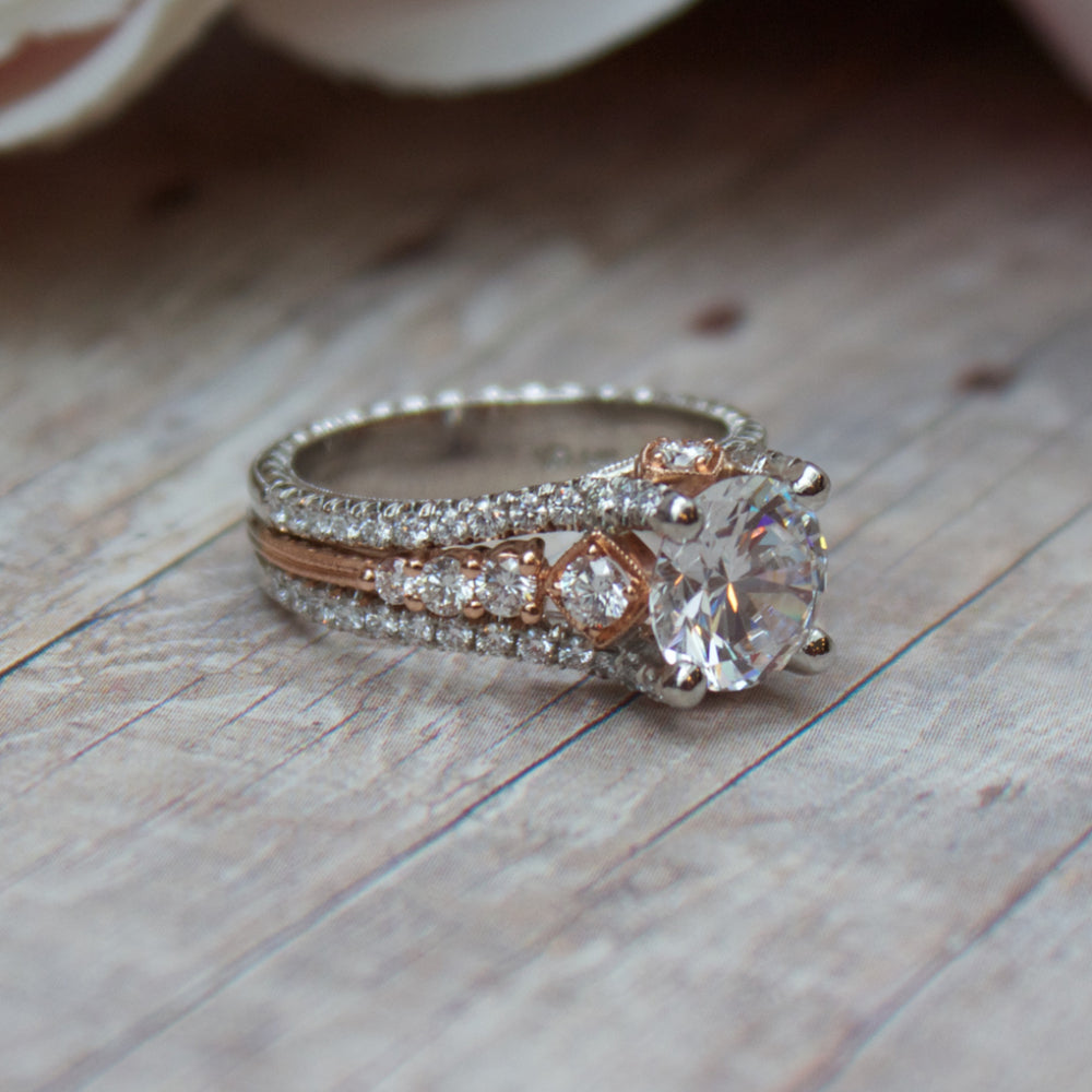 Jack Kelége Two-Tone 3 Row Split Shank Engagement Ring