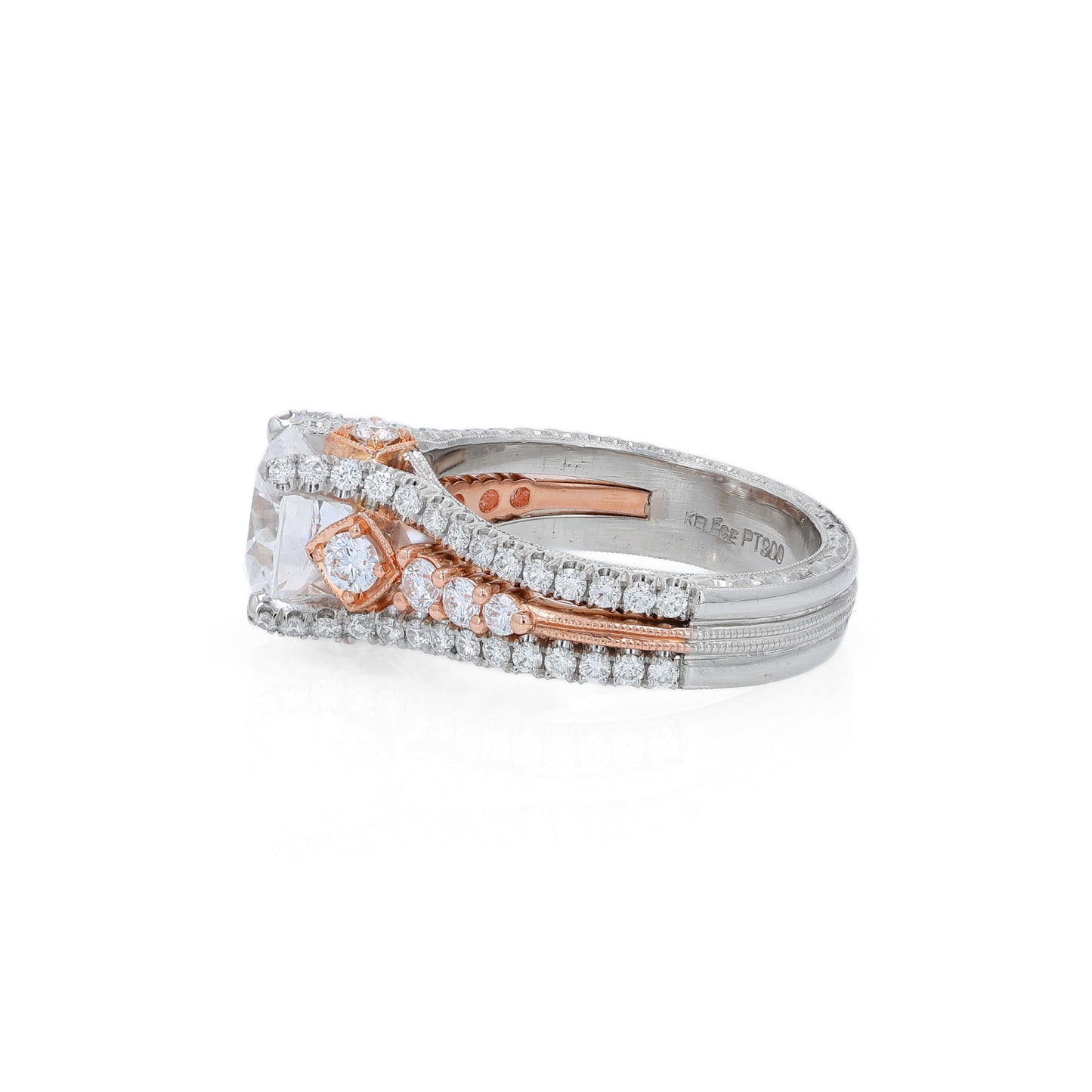 Jack Kelége Two-Tone 3 Row Split Shank Engagement Ring