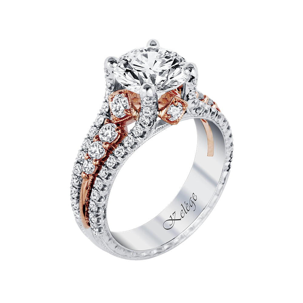 Jack Kelége Two-Tone 3 Row Split Shank Engagement Ring