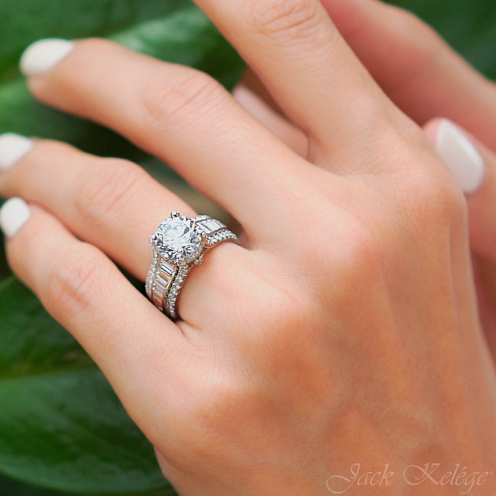 Jack Kelége Platinum Baguette Diamond Accent Engagement Ring