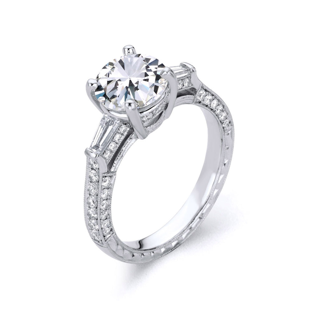 Jack Kelége Platinum Three Stone Diamond Engagement Ring
