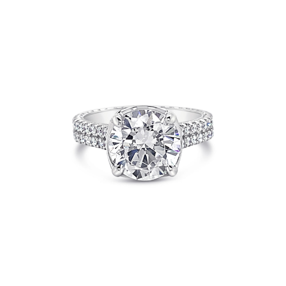Jack Kelége Platinum Double Row Diamond Solitaire Engagement Ring