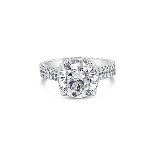 Jack Kelége Platinum Double Row Diamond Solitaire Engagement Ring