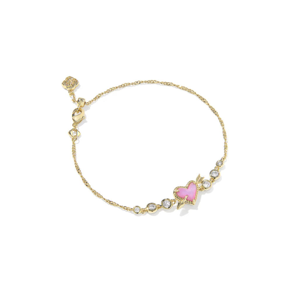 Kendra Scott Ari Heart Arrow Tennis Bracelet in Pink Opalescent Resin