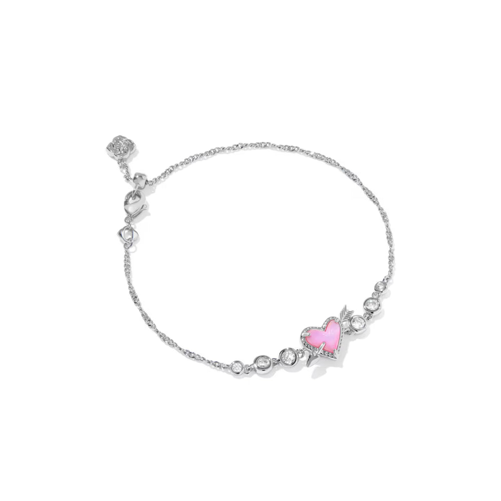 Kendra Scott Ari Heart Arrow Tennis Bracelet in Pink Opalescent Resin
