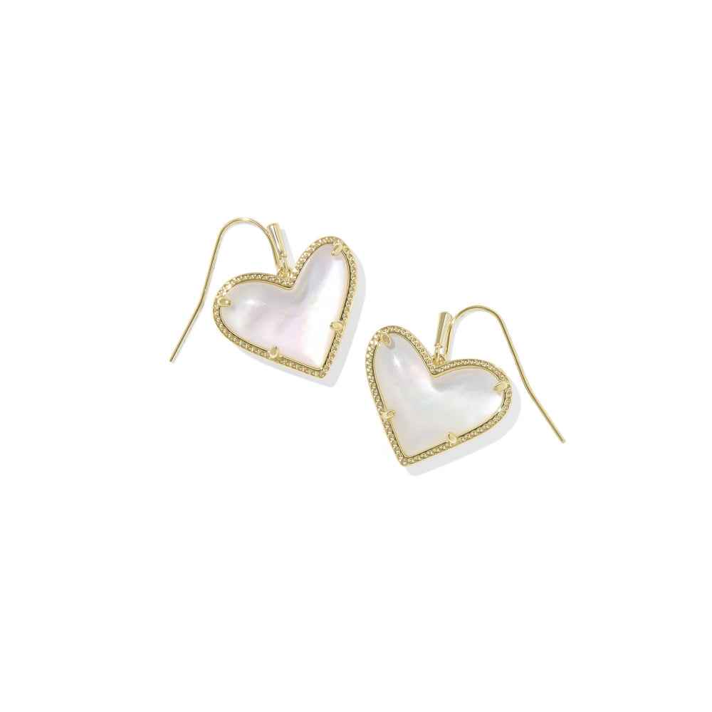 Kendra Scott Ari Heart Statement Drop Earrings in Ivory Mother of Pearl