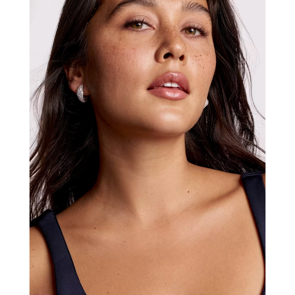 Kendra Scott Silver Bella Hoop Earrings - White CZ