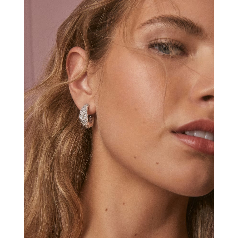 Kendra Scott Silver Bella Hoop Earrings - White CZ