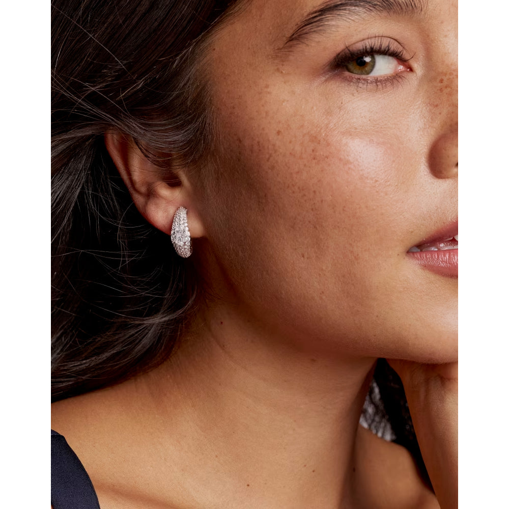 Kendra Scott Silver Bella Hoop Earrings - White CZ