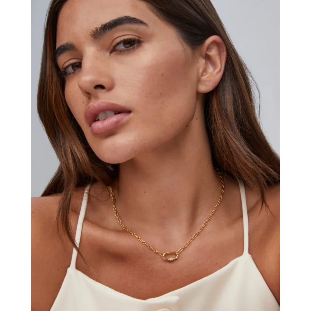 Kendra Scott Bristol 18k Gold Vermeil Link Necklace in White Sapphire