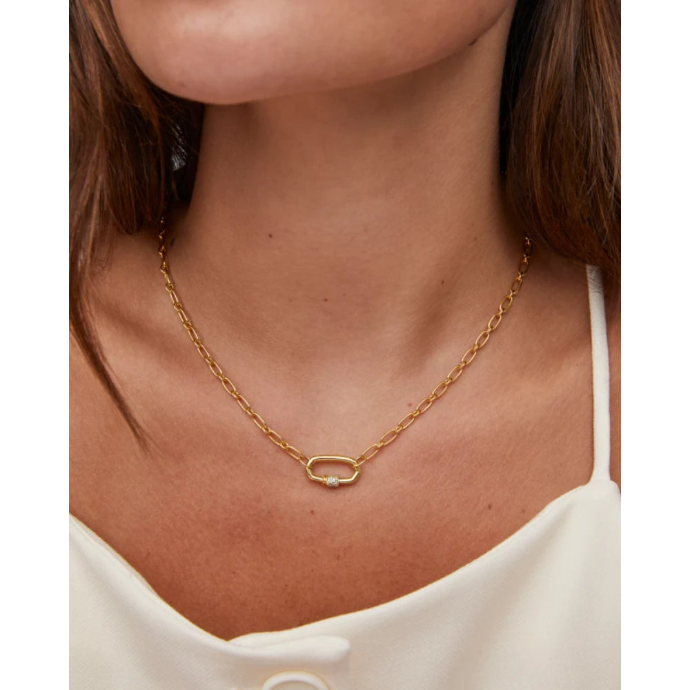 Kendra Scott Bristol 18k Gold Vermeil Link Necklace in White Sapphire