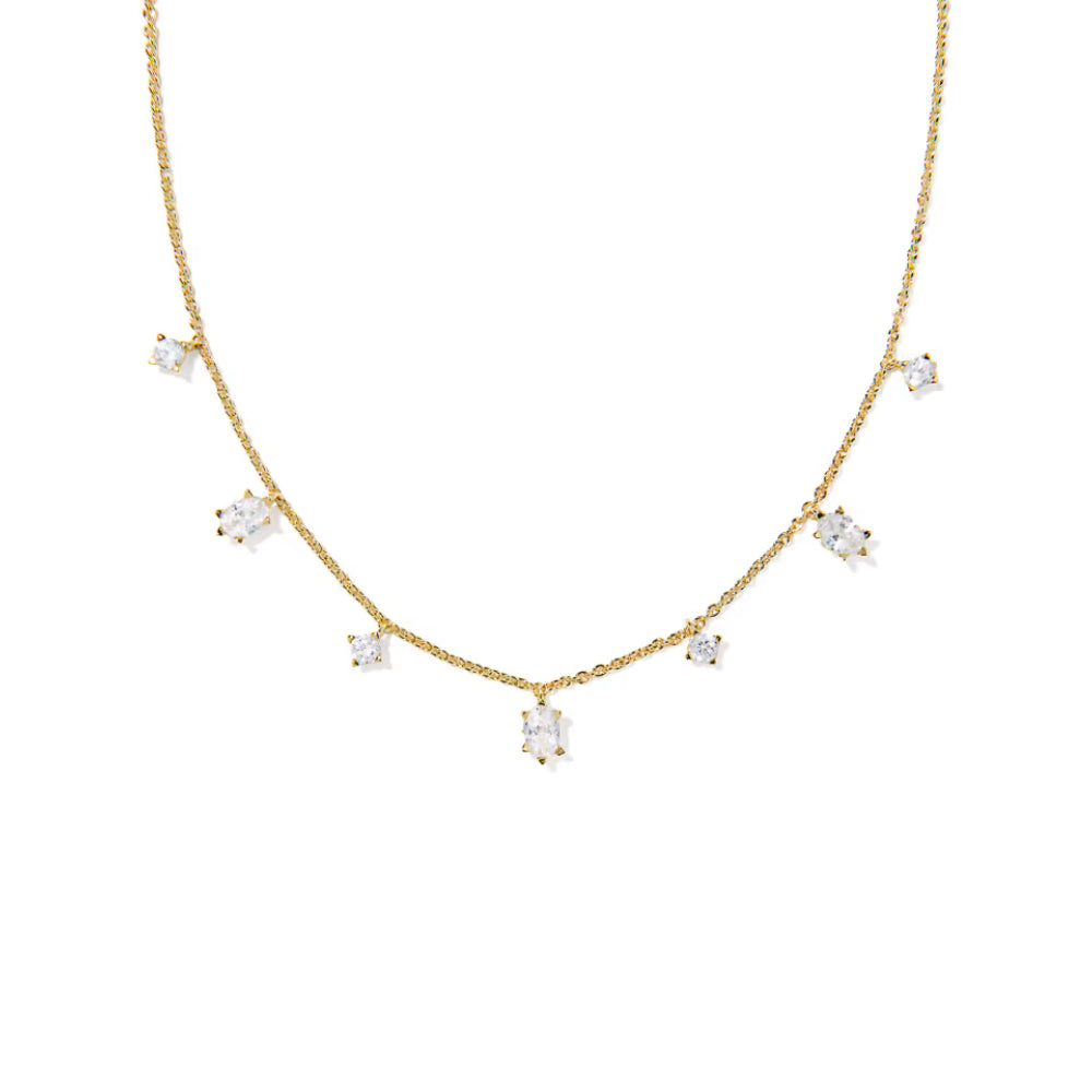 Cailin Gold Pendant Necklace, White Iridescent Crystal