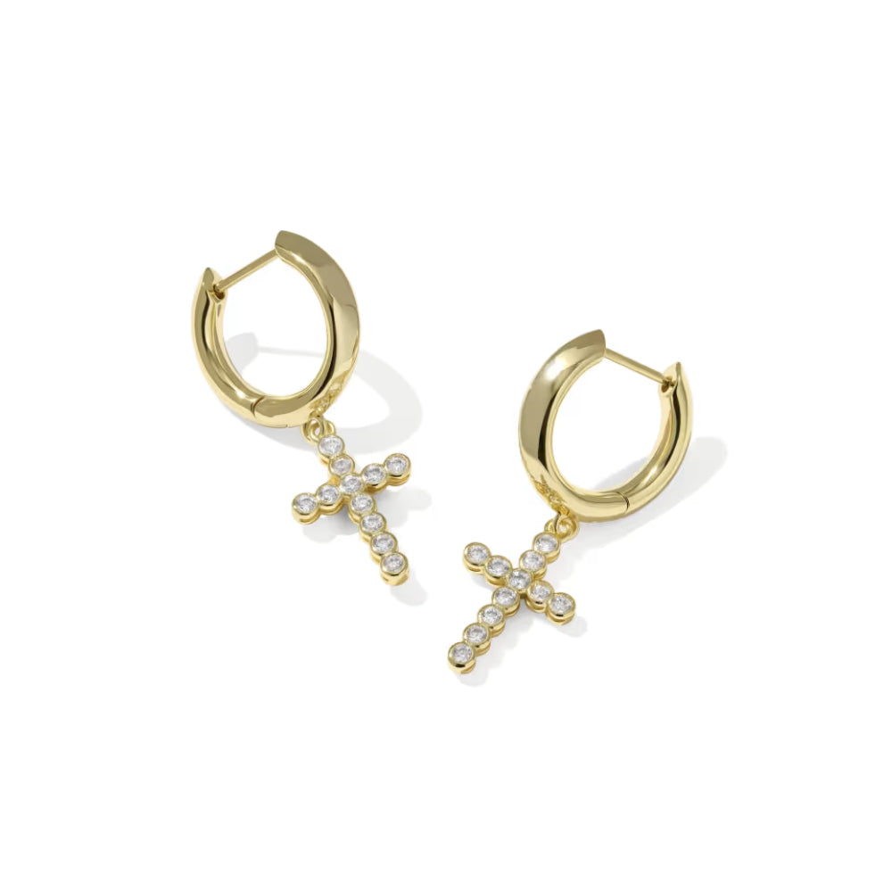 Kendra Scott Cross Crystal Huggie Earrings