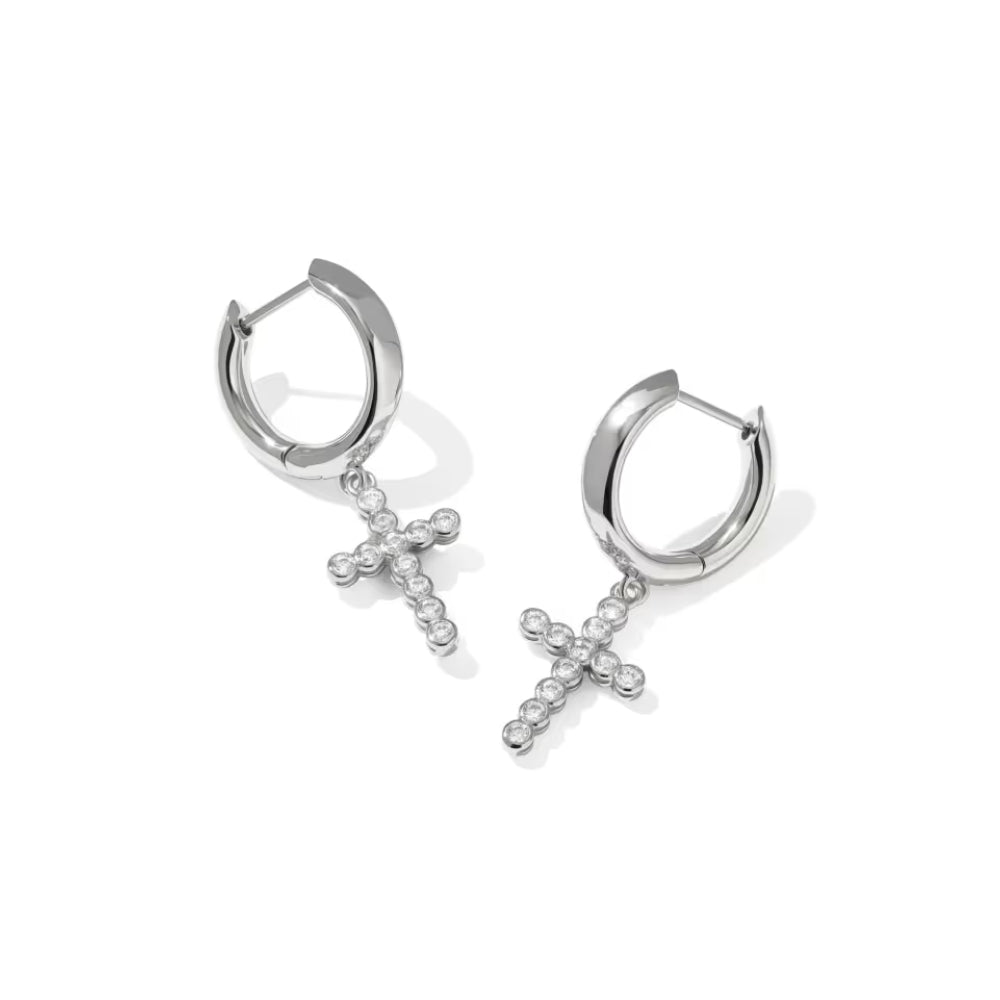 Kendra Scott Cross Crystal Huggie Earrings