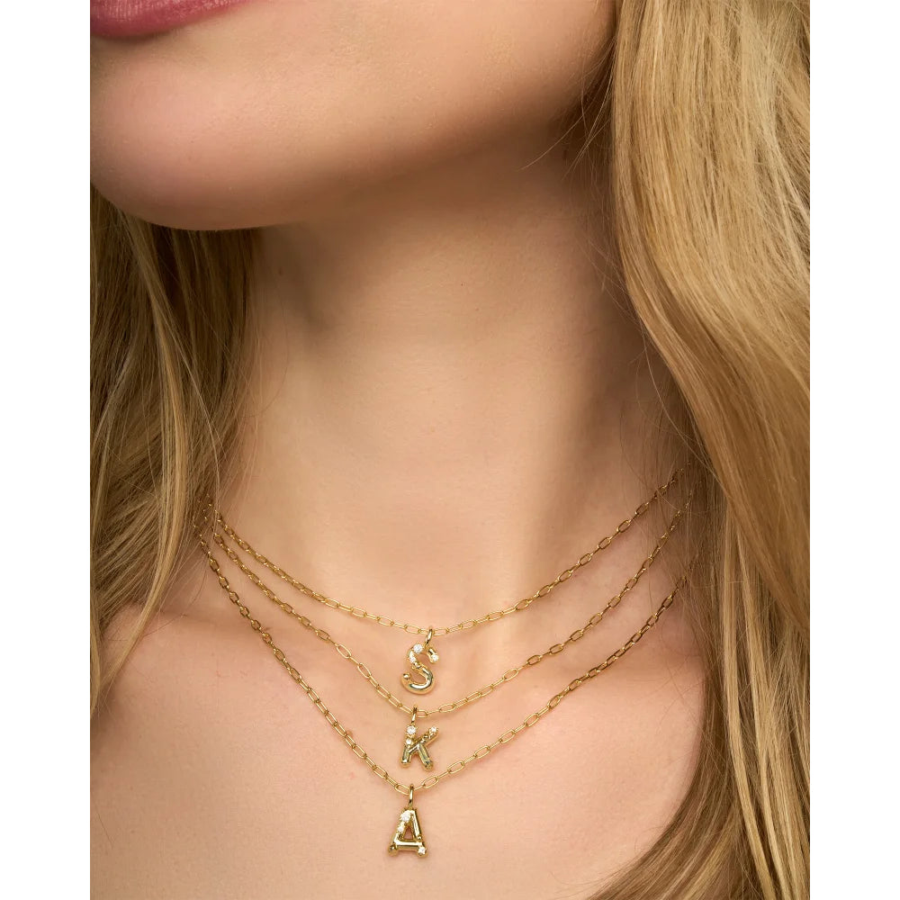 Kendra Scott Crystal Letter Short Gold Pendant Necklace – Smyth