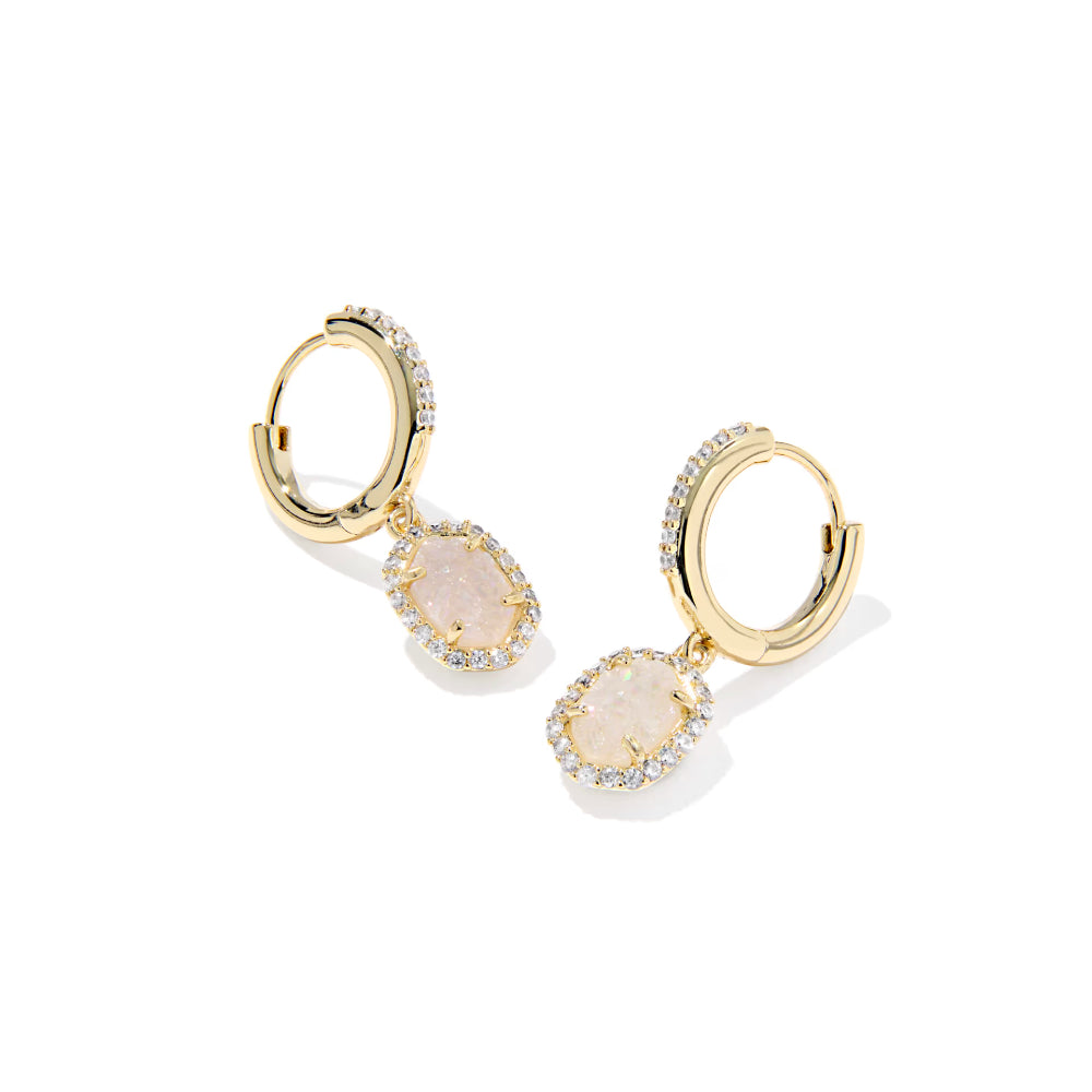 Kendra Scott Gold Daphne Crystal Frame Huggie Earrings