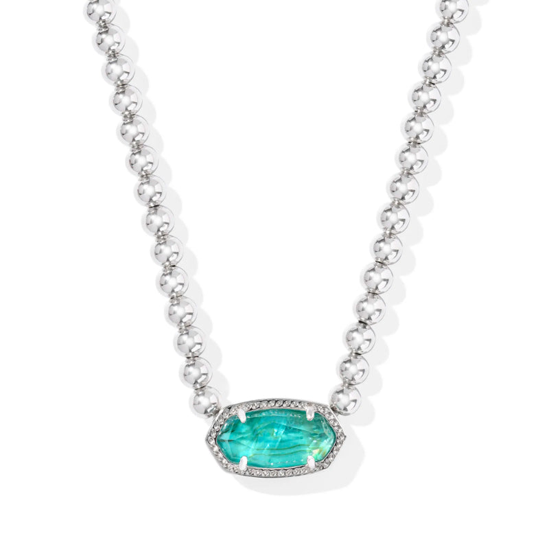 Kendra Scott Silver Elisa Beaded Necklace - Bright Aqua Illusion