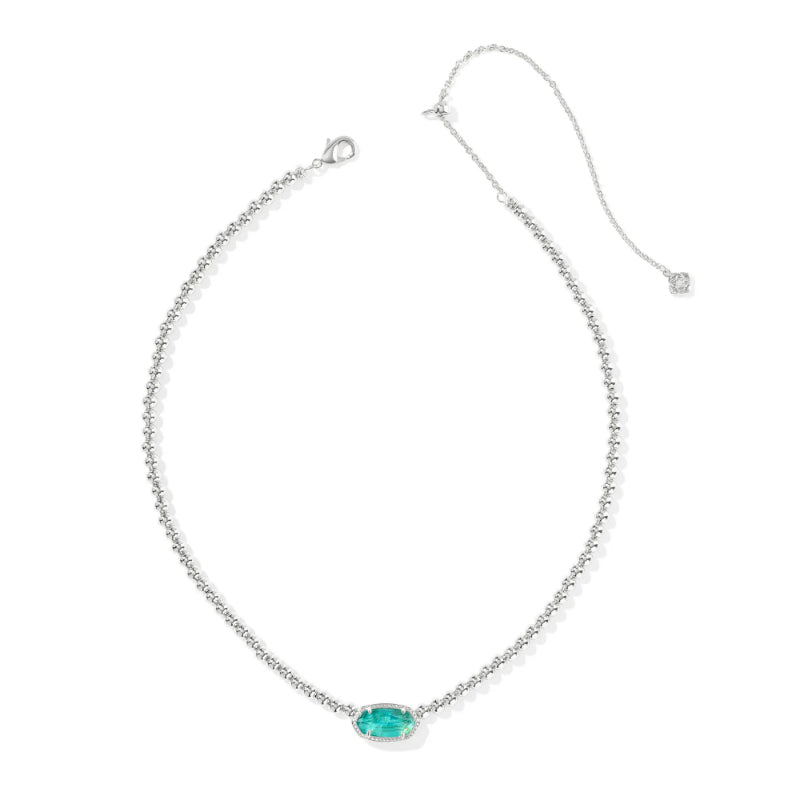Kendra Scott Silver Elisa Beaded Necklace - Bright Aqua Illusion