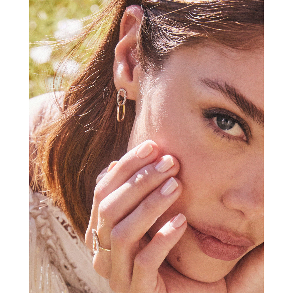 Kendra Scott Elisa 14k Interlocking Drop Earrings in White Diamond