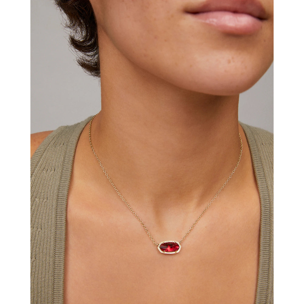 Kendra Scott Elisa Short Pendant Necklace in Gold Clear Berry