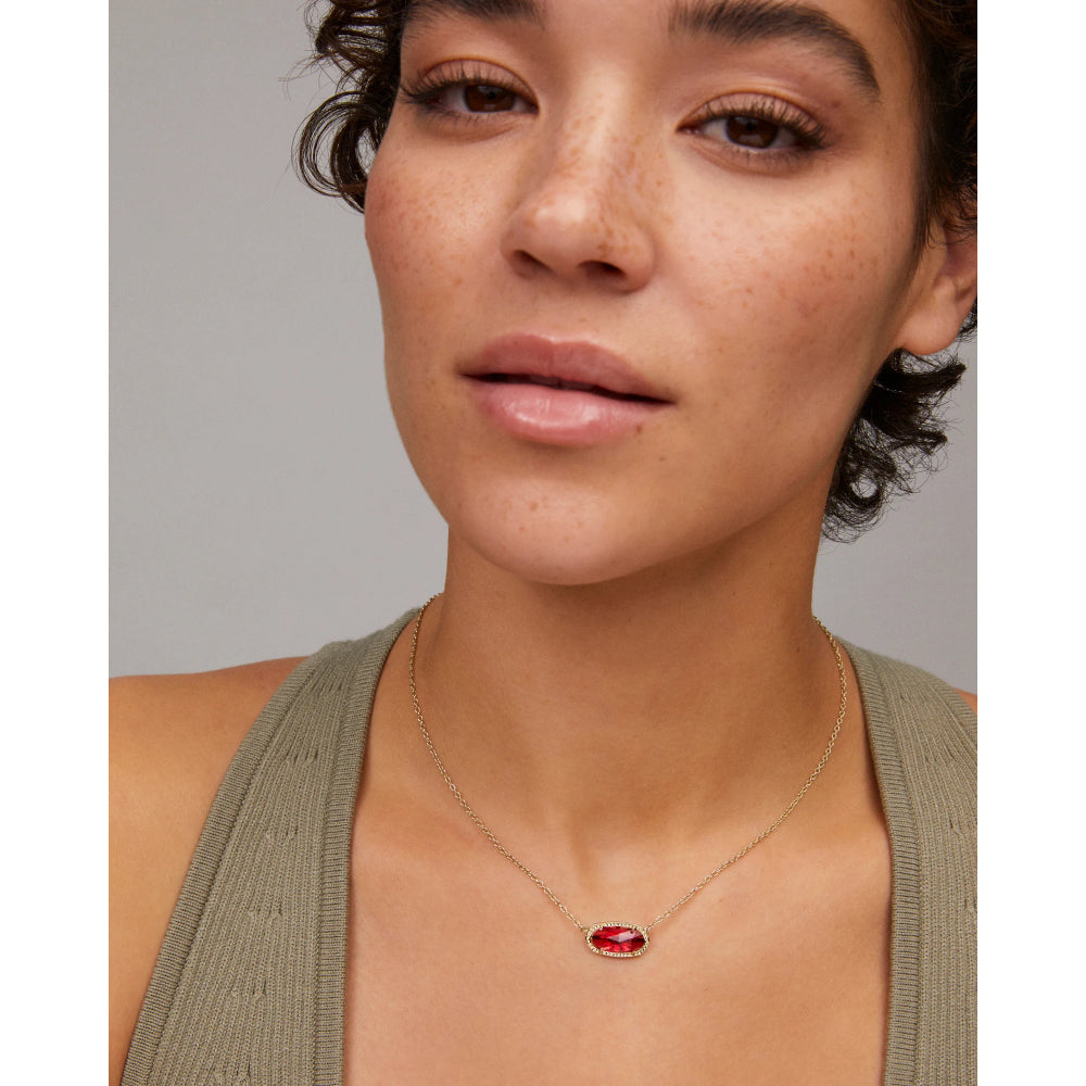 Kendra Scott Elisa Short Pendant Necklace in Gold Clear Berry