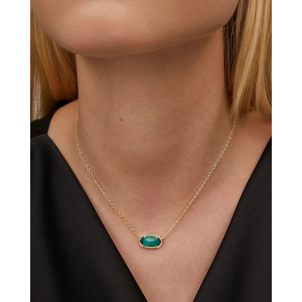Kendra Scott Elisa Gold Pendant Necklace in Emerald Cats Eye