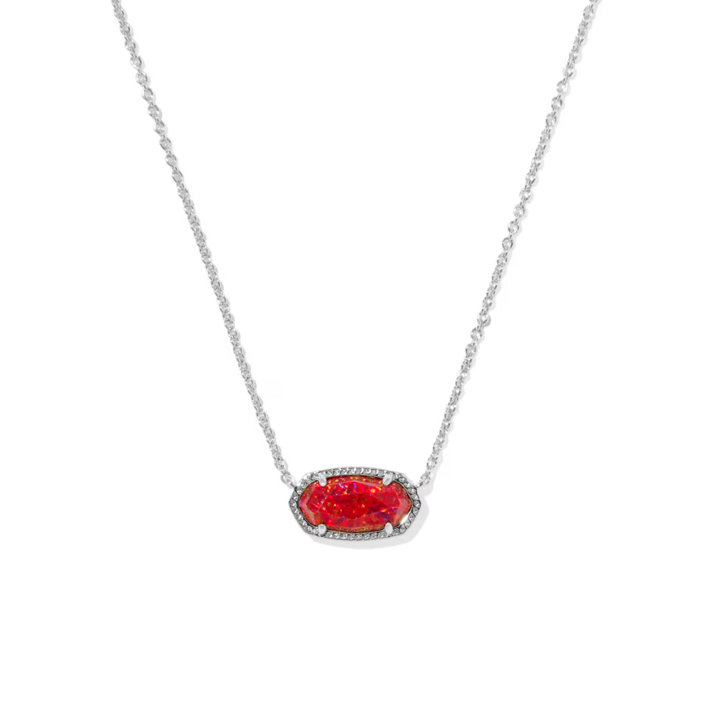 Kendra Scott Elisa Silver Pendant Necklace in Red Kyocera Opal