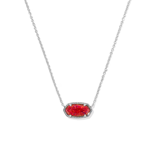 Kendra Scott Elisa Silver Pendant Necklace in Red Kyocera Opal
