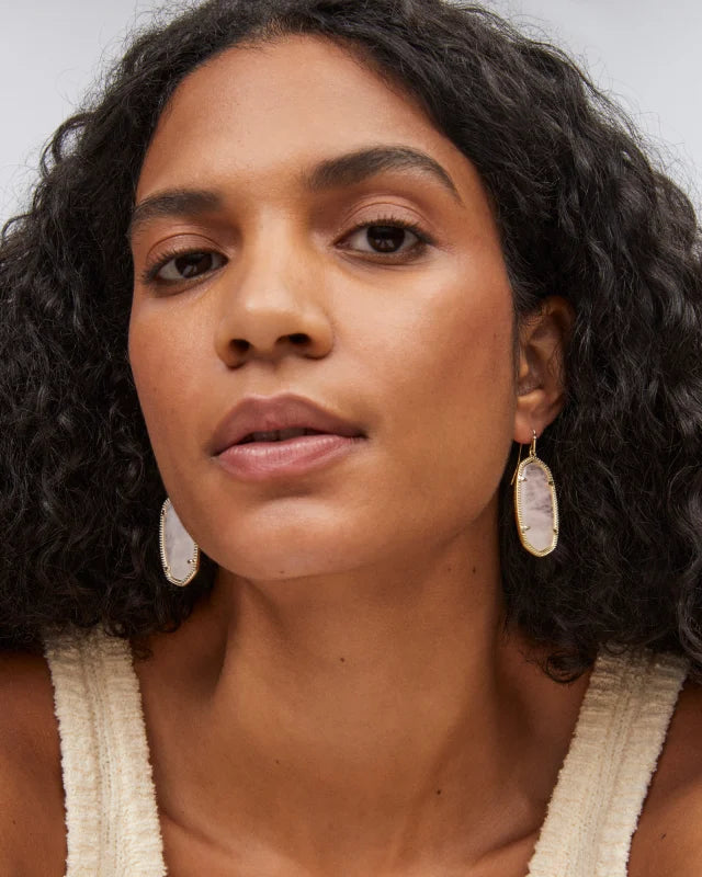 Kendra Scott Elle Gold Drop Earrings in Rose Quartz